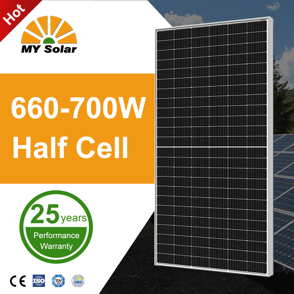 2024 Yangi quyosh paneli 600W 610w 620w 630w 650w 700W TUV Idoralar tomonidan tasdiqlangan PV panellari Uy Mysolar uchun Mono P tipidagi modul